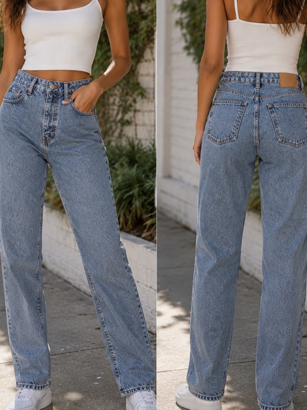 High-Waist Straight Leg Women Jeans - Light Blue